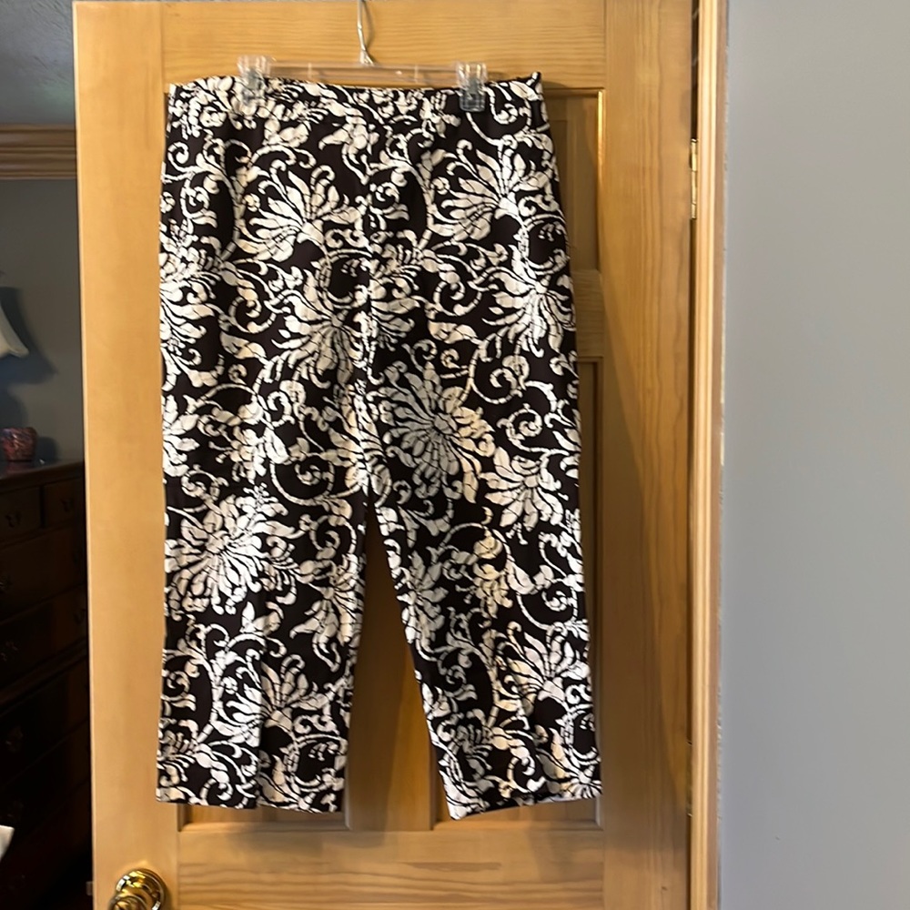 Chico pants size 3 dark brown and cream floral